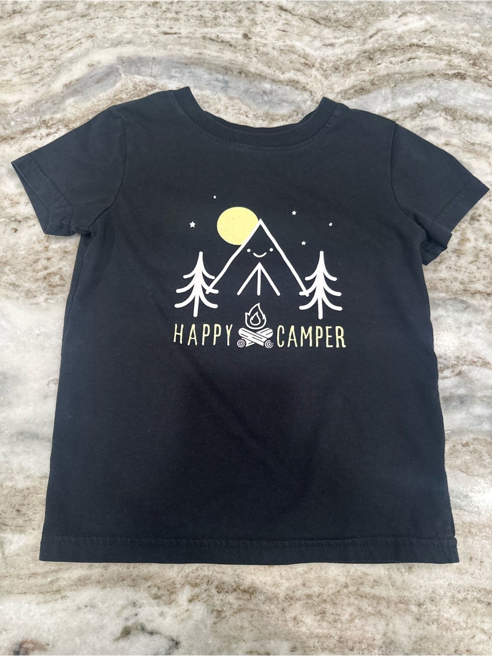 Cat & Jack Black 'Happy Camper' Tee with Yellow Moon